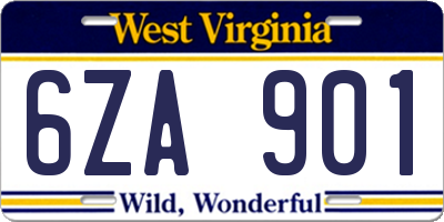 WV license plate 6ZA901