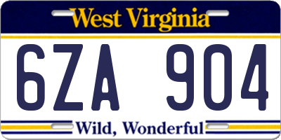 WV license plate 6ZA904