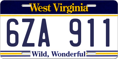 WV license plate 6ZA911
