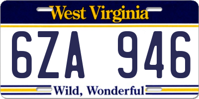 WV license plate 6ZA946