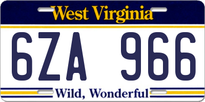WV license plate 6ZA966