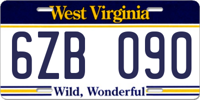 WV license plate 6ZB090