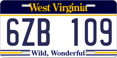 WV license plate 6ZB109