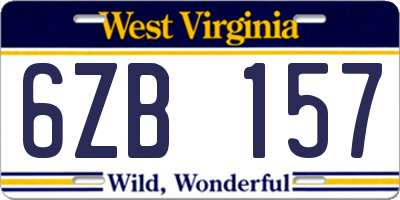 WV license plate 6ZB157
