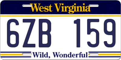 WV license plate 6ZB159