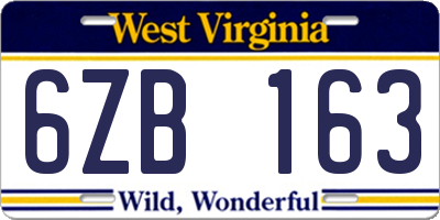 WV license plate 6ZB163