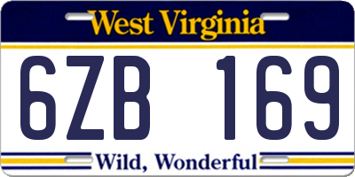WV license plate 6ZB169