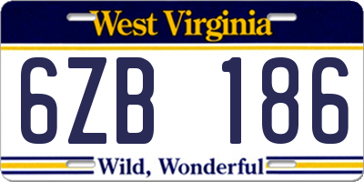WV license plate 6ZB186