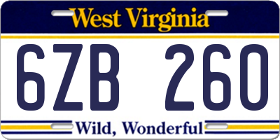 WV license plate 6ZB260