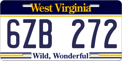 WV license plate 6ZB272