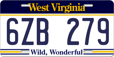 WV license plate 6ZB279