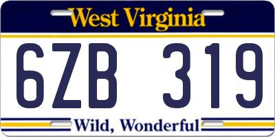 WV license plate 6ZB319