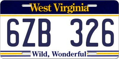 WV license plate 6ZB326