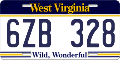 WV license plate 6ZB328