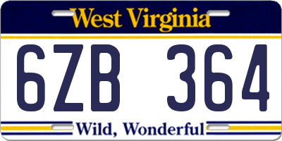 WV license plate 6ZB364