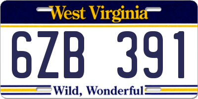 WV license plate 6ZB391