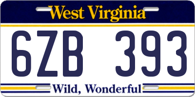 WV license plate 6ZB393