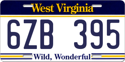 WV license plate 6ZB395