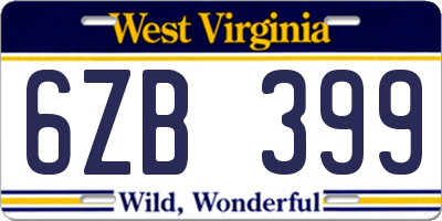 WV license plate 6ZB399