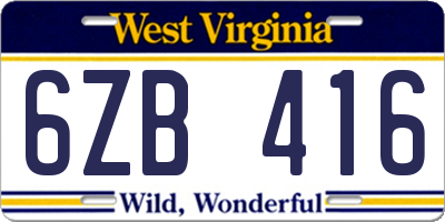 WV license plate 6ZB416