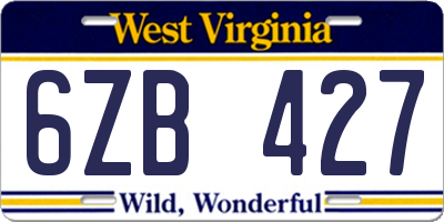 WV license plate 6ZB427