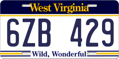 WV license plate 6ZB429