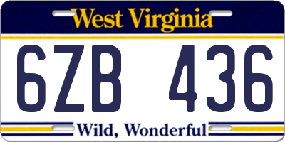 WV license plate 6ZB436