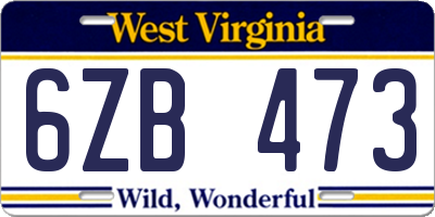 WV license plate 6ZB473