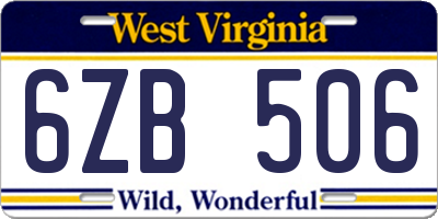 WV license plate 6ZB506