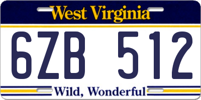 WV license plate 6ZB512