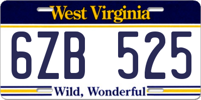 WV license plate 6ZB525