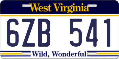 WV license plate 6ZB541