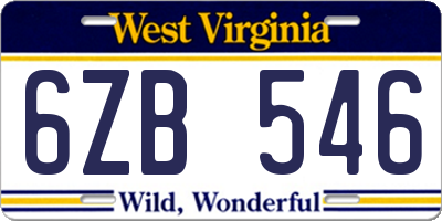 WV license plate 6ZB546