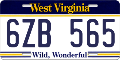 WV license plate 6ZB565