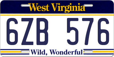 WV license plate 6ZB576