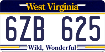 WV license plate 6ZB625