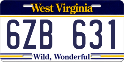 WV license plate 6ZB631