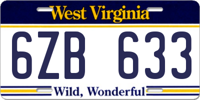WV license plate 6ZB633