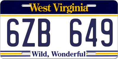 WV license plate 6ZB649