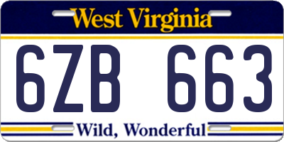 WV license plate 6ZB663