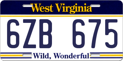 WV license plate 6ZB675