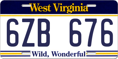 WV license plate 6ZB676