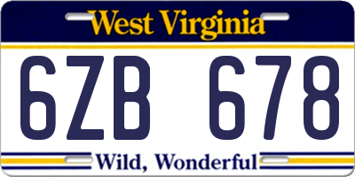 WV license plate 6ZB678