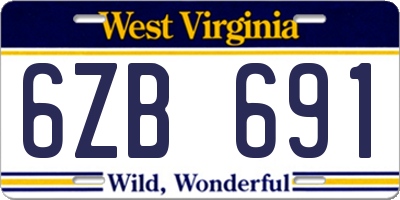 WV license plate 6ZB691