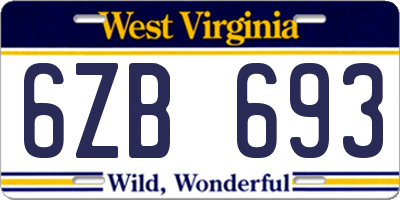 WV license plate 6ZB693