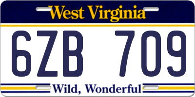 WV license plate 6ZB709