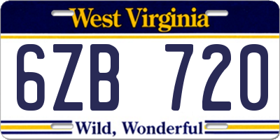 WV license plate 6ZB720