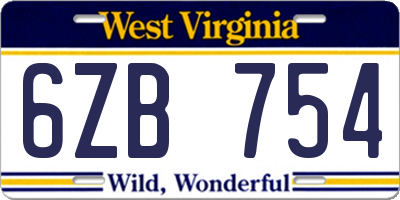 WV license plate 6ZB754