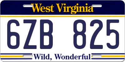 WV license plate 6ZB825