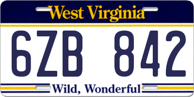 WV license plate 6ZB842